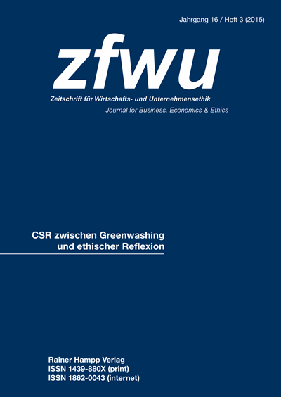 Cover of Volume: zfwu Zeitschrift für Wirtschafts- und Unternehmensethik Volume 16 (2015), Edition 3