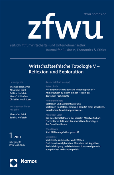 Cover of Volume: zfwu Zeitschrift für Wirtschafts- und Unternehmensethik Volume 18 (2017), Edition 1