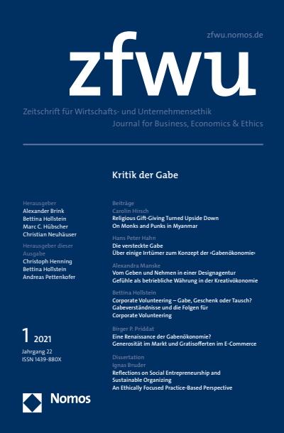Cover der Ausgabe: zfwu Zeitschrift für Wirtschafts- und Unternehmensethik Jahrgang 22 (2021), Heft 1