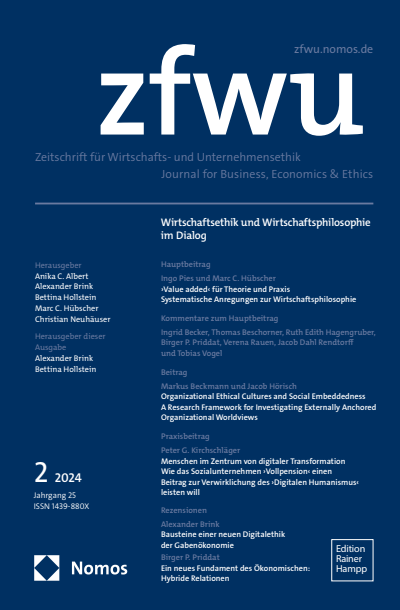 Cover der Ausgabe: zfwu Zeitschrift für Wirtschafts- und Unternehmensethik Jahrgang 25 (2024), Heft 2