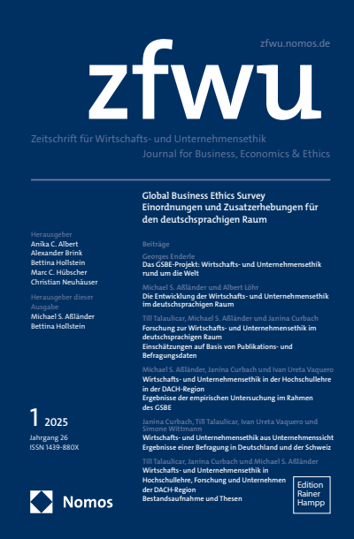 Cover der Ausgabe: zfwu Zeitschrift für Wirtschafts- und Unternehmensethik Jahrgang 26 (2025), Heft 1