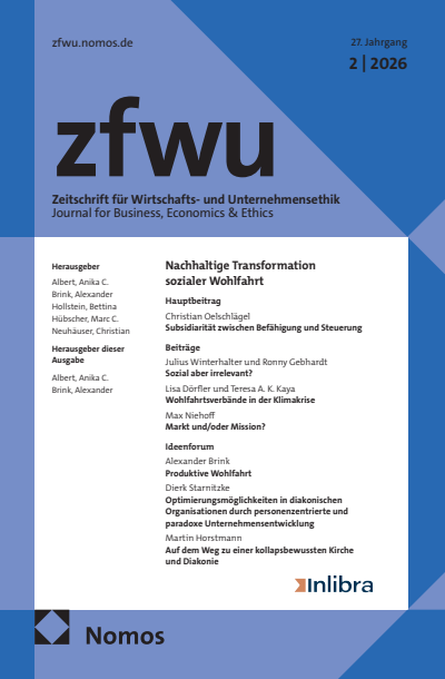 Cover der Ausgabe: zfwu Zeitschrift für Wirtschafts- und Unternehmensethik Jahrgang 27 (2026), Heft 2