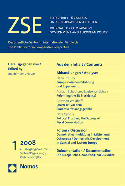 Cover of Volume: ZSE Zeitschrift für Staats- und Europawissenschaften | Journal for Comparative Government and European Policy Volume 6 (2008), Edition 1