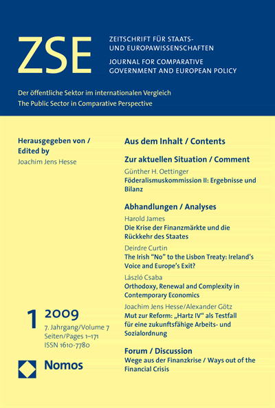 Cover of Volume: ZSE Zeitschrift für Staats- und Europawissenschaften | Journal for Comparative Government and European Policy Volume 7 (2009), Edition 1