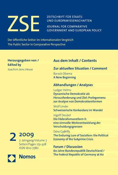 Cover of Volume: ZSE Zeitschrift für Staats- und Europawissenschaften | Journal for Comparative Government and European Policy Volume 7 (2009), Edition 2