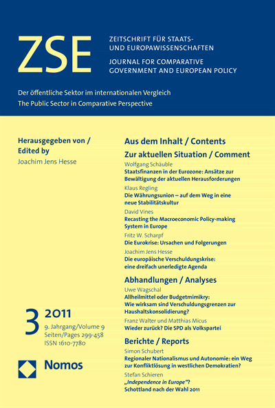 Cover of Volume: ZSE Zeitschrift für Staats- und Europawissenschaften | Journal for Comparative Government and European Policy Volume 9 (2011), Edition 3