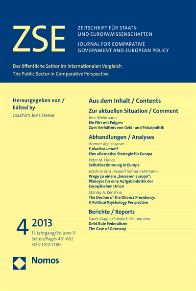 Cover of Volume: ZSE Zeitschrift für Staats- und Europawissenschaften | Journal for Comparative Government and European Policy Volume 11 (2013), Edition 4