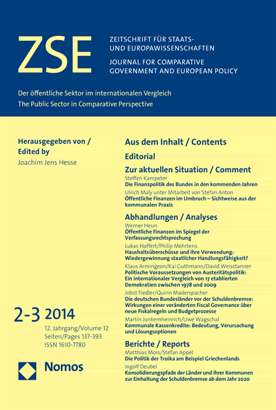 Cover of Volume: ZSE Zeitschrift für Staats- und Europawissenschaften | Journal for Comparative Government and European Policy Volume 12 (2014), Edition 2-3