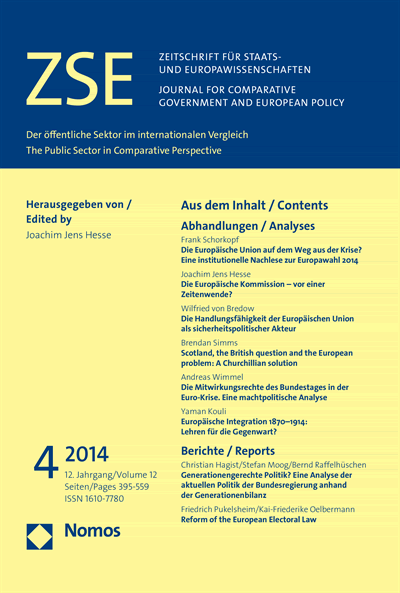 Cover of Volume: ZSE Zeitschrift für Staats- und Europawissenschaften | Journal for Comparative Government and European Policy Volume 12 (2014), Edition 4