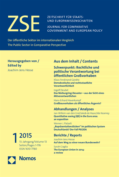 Cover of Volume: ZSE Zeitschrift für Staats- und Europawissenschaften | Journal for Comparative Government and European Policy Volume 13 (2015), Edition 1