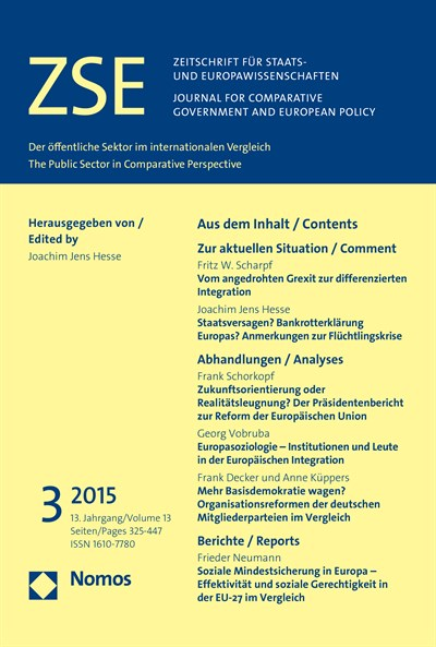 Cover of Volume: ZSE Zeitschrift für Staats- und Europawissenschaften | Journal for Comparative Government and European Policy Volume 13 (2015), Edition 3