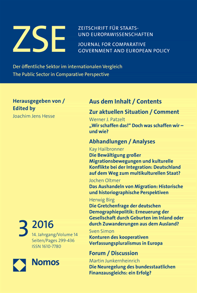 Cover of Volume: ZSE Zeitschrift für Staats- und Europawissenschaften | Journal for Comparative Government and European Policy Volume 14 (2016), Edition 3