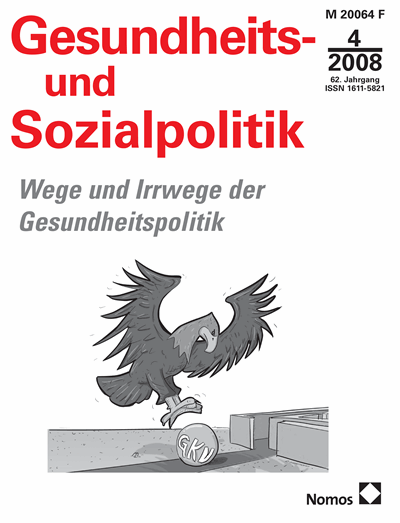 Cover of Volume: Gesundheits- und Sozialpolitik (G&S) Volume 62 (2008), Edition 4