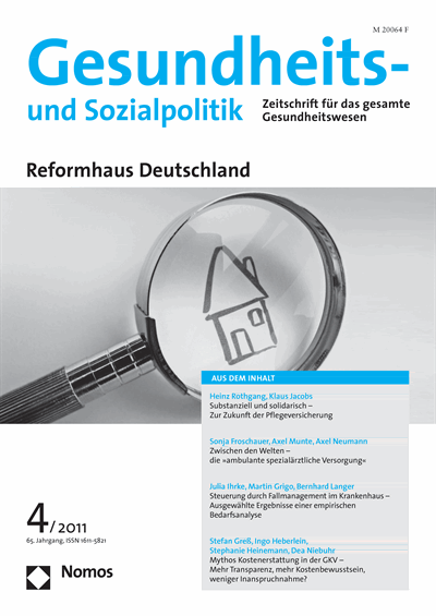 Cover der Ausgabe: Gesundheits- und Sozialpolitik (G&S) Jahrgang 65 (2011), Heft 4