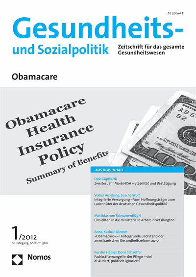 Cover der Ausgabe: Gesundheits- und Sozialpolitik (G&S) Jahrgang 66 (2012), Heft 1