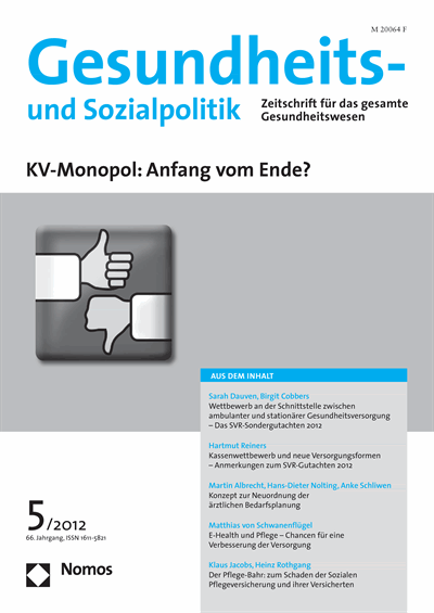 Cover der Ausgabe: Gesundheits- und Sozialpolitik (G&S) Jahrgang 66 (2012), Heft 5