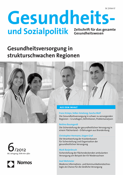 Cover der Ausgabe: Gesundheits- und Sozialpolitik (G&S) Jahrgang 66 (2012), Heft 6