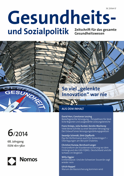 Cover der Ausgabe: Gesundheits- und Sozialpolitik (G&S) Jahrgang 68 (2014), Heft 6