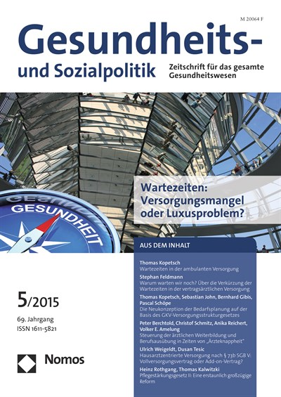 Cover der Ausgabe: Gesundheits- und Sozialpolitik (G&S) Jahrgang 69 (2015), Heft 5