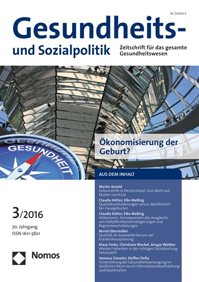 Cover der Ausgabe: Gesundheits- und Sozialpolitik (G&S) Jahrgang 70 (2016), Heft 3