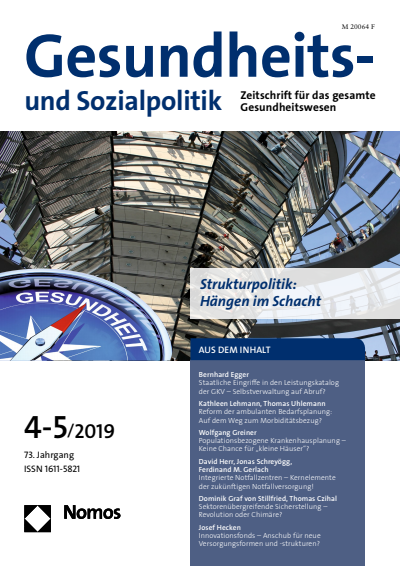 Cover der Ausgabe: Gesundheits- und Sozialpolitik (G&S) Jahrgang 73 (2019), Heft 4-5