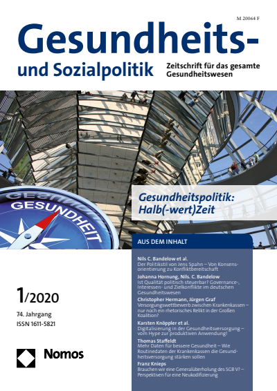 Cover der Ausgabe: Gesundheits- und Sozialpolitik (G&S) Jahrgang 74 (2020), Heft 1
