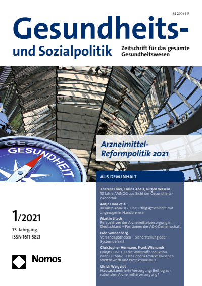 Cover der Ausgabe: Gesundheits- und Sozialpolitik (G&S) Jahrgang 75 (2021), Heft 1
