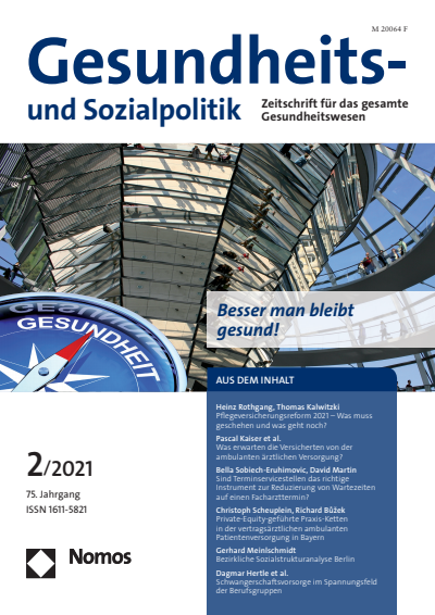 Cover der Ausgabe: Gesundheits- und Sozialpolitik (G&S) Jahrgang 75 (2021), Heft 2