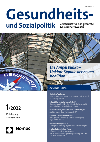 Cover der Ausgabe: Gesundheits- und Sozialpolitik (G&S) Jahrgang 76 (2022), Heft 1