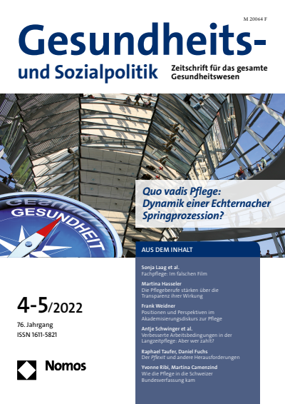 Cover of Volume: Gesundheits- und Sozialpolitik (G&S) Volume 76 (2022), Edition 4-5