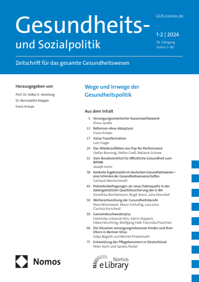 Cover der Ausgabe: Gesundheits- und Sozialpolitik (G&S) Jahrgang 78 (2024), Heft 1-2