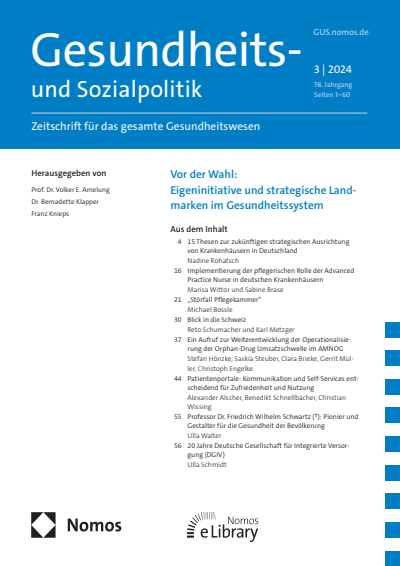 Cover der Ausgabe: Gesundheits- und Sozialpolitik (G&S) Jahrgang 78 (2024), Heft 3