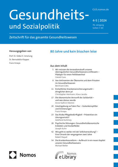 Cover der Ausgabe: Gesundheits- und Sozialpolitik (G&S) Jahrgang 78 (2024), Heft 4-5