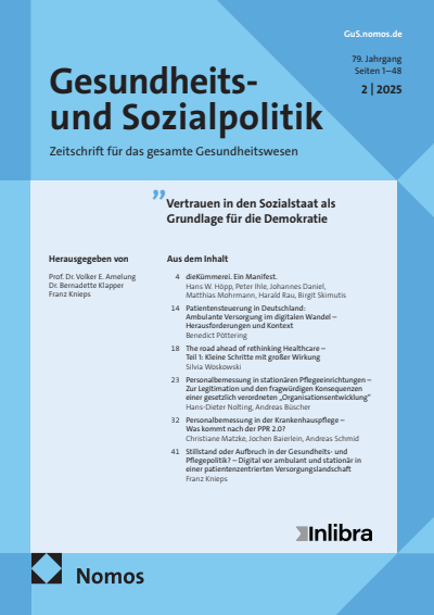 Cover der Ausgabe: Gesundheits- und Sozialpolitik (G&S) Jahrgang 79 (2025), Heft 2
