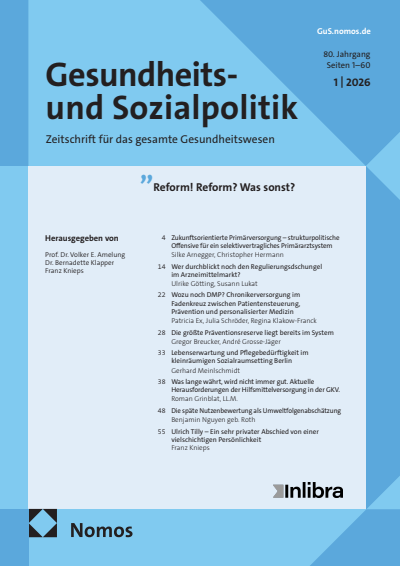 Cover der Ausgabe: Gesundheits- und Sozialpolitik (G&S) Jahrgang 80 (2026), Heft 1