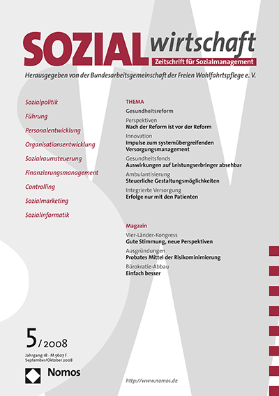 Cover der Ausgabe: Sozialwirtschaft Jahrgang 18 (2008), Heft 5