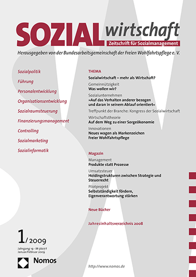 Cover of Volume: Sozialwirtschaft Volume 19 (2009), Edition 1