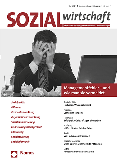 Cover of Volume: Sozialwirtschaft Volume 23 (2013), Edition 1