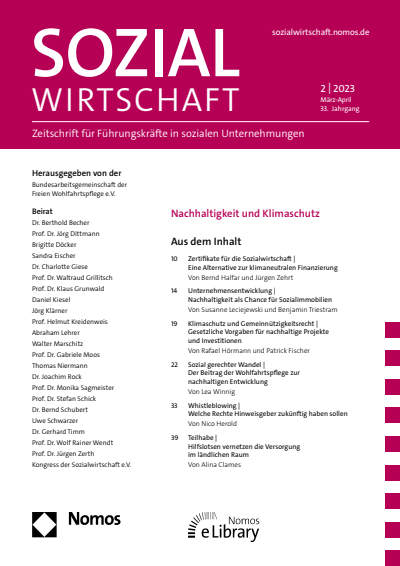 Cover der Ausgabe: Sozialwirtschaft Jahrgang 33 (2023), Heft 2