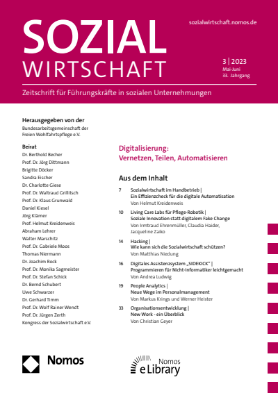 Cover der Ausgabe: Sozialwirtschaft Jahrgang 33 (2023), Heft 3
