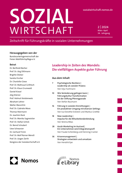 Cover der Ausgabe: Sozialwirtschaft Jahrgang 34 (2024), Heft 2