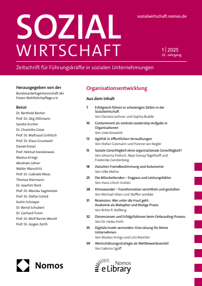 Cover der Ausgabe: Sozialwirtschaft Jahrgang 35 (2025), Heft 1