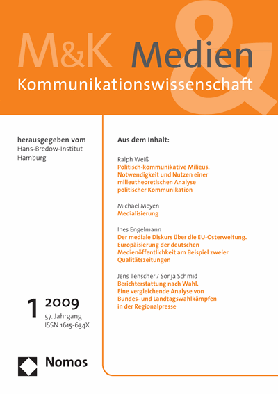 Cover der Ausgabe: M&K Medien & Kommunikationswissenschaft Jahrgang 57 (2009), Heft 1