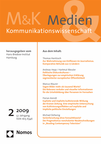 Cover der Ausgabe: M&K Medien & Kommunikationswissenschaft Jahrgang 57 (2009), Heft 2