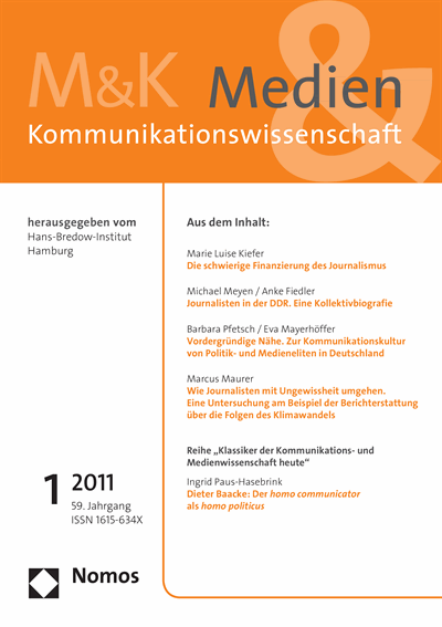 Cover of Volume: M&K Medien & Kommunikationswissenschaft Volume 59 (2011), Edition 1
