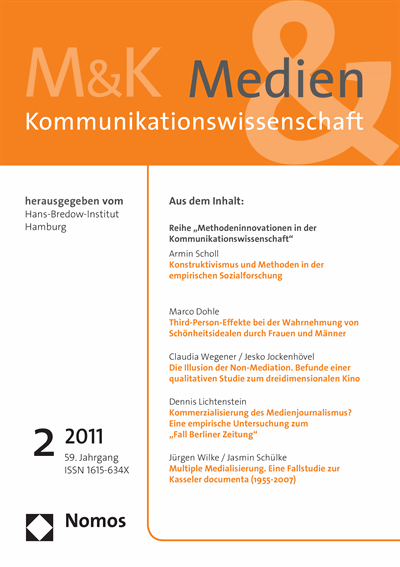 Cover of Volume: M&K Medien & Kommunikationswissenschaft Volume 59 (2011), Edition 2
