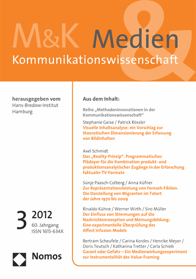 Cover of Volume: M&K Medien & Kommunikationswissenschaft Volume 60 (2012), Edition 3