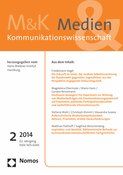 Cover der Ausgabe: M&K Medien & Kommunikationswissenschaft Jahrgang 62 (2014), Heft 2