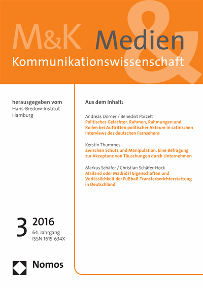 Cover of Volume: M&K Medien & Kommunikationswissenschaft Volume 64 (2016), Edition 3