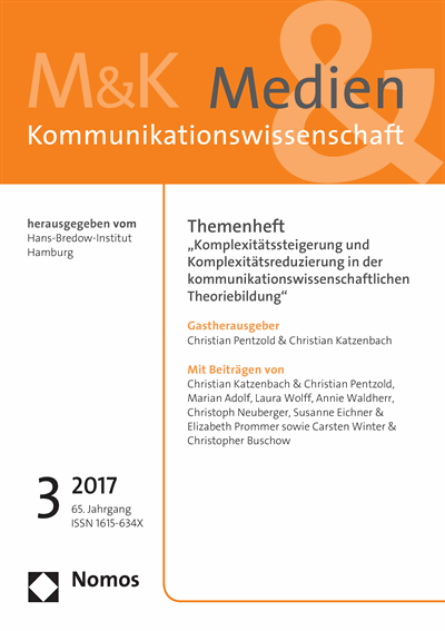 Cover of Volume: M&K Medien & Kommunikationswissenschaft Volume 65 (2017), Edition 3